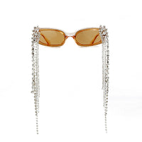 Square Small Frame Hand-Drilled Tassel Sunglasses Unisex Jelly Color Net Red Street Shot Glasses Sunglasses