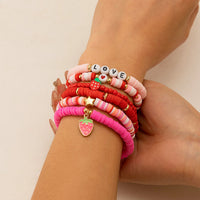Bohemian style colorful soft ceramic elastic letter LOVE bead bracelet Bracelet