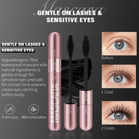 Double Head Black Mascara Waterproof Lengthens Extension Eyelashes Non-smudge Lengthening Volume 5D Silk Fiber Mascara Cosmetics