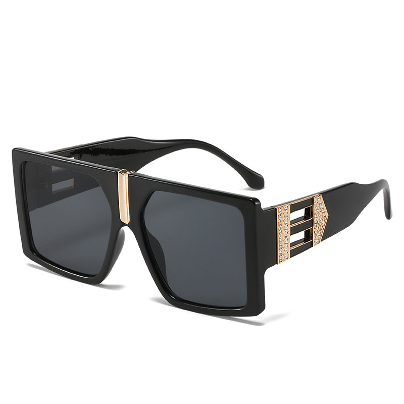 New Large-Frame Sunglasses Net Red With The Same Ins Square Glasses Personality Diamond-Studded Sunglasses Women