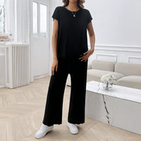 Spring and summer European and American women's clothing temperament casual solid color sweater set