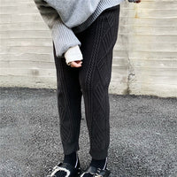 Knitted women's pants New Harun pants Elastic waist casual Fried Dough Twists small leg radish pants for women