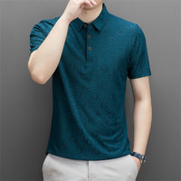 Polo collar fashionable casual short sleeved t-shirt personalized breathable half sleeved top Father's Day