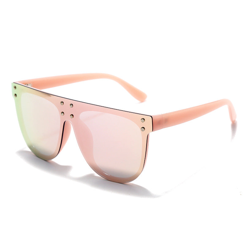 New Conjoined Large-Frame Sunglasses Fashion Rivets Colorful Mercury Sunglasses Women's Semi-Circular Frame Glasses