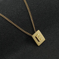 Stainless steel square letter necklace design titanium steel 26 letter necklace for women