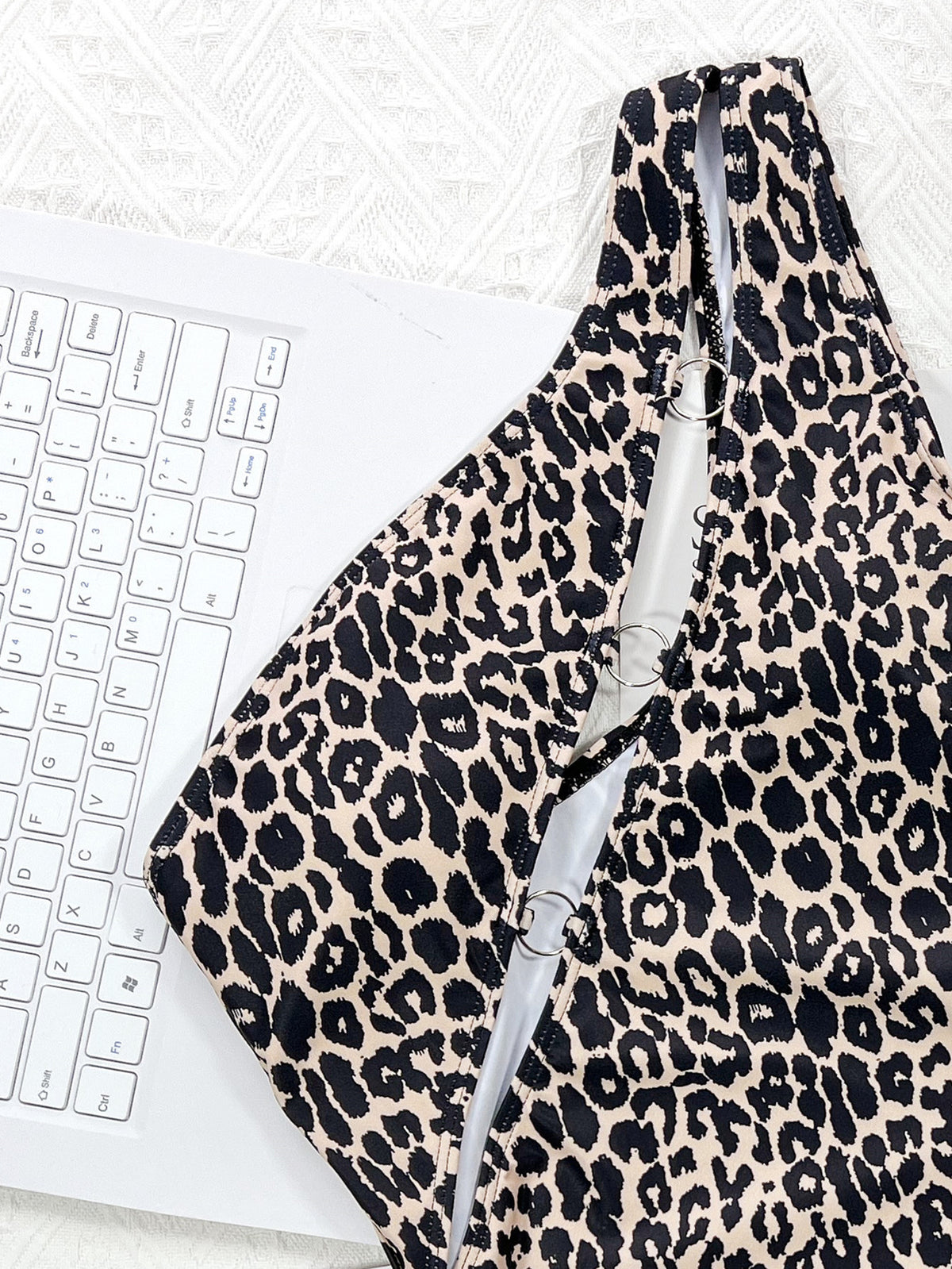 New Bikini Leopard Print Cutout Strap One-Piece Swimsuit