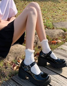 Japanese Mary Jane High Heels Vintage Single Shoes British Style Small Leather Shoes