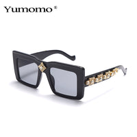New Flat Top Sunglasses Classic Versatile Retro Diamond Metal Diamond Trend Sunglasses