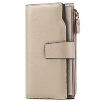 Genuine leather women's wallet long oil wax cowhide women's multi card wallet