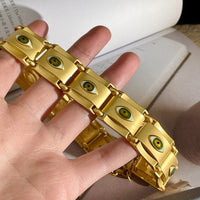 سلسلة عنق ذهبية مربعة الشكل على شكل عيون مربعة صغيرة لفتاة عين الشيطان