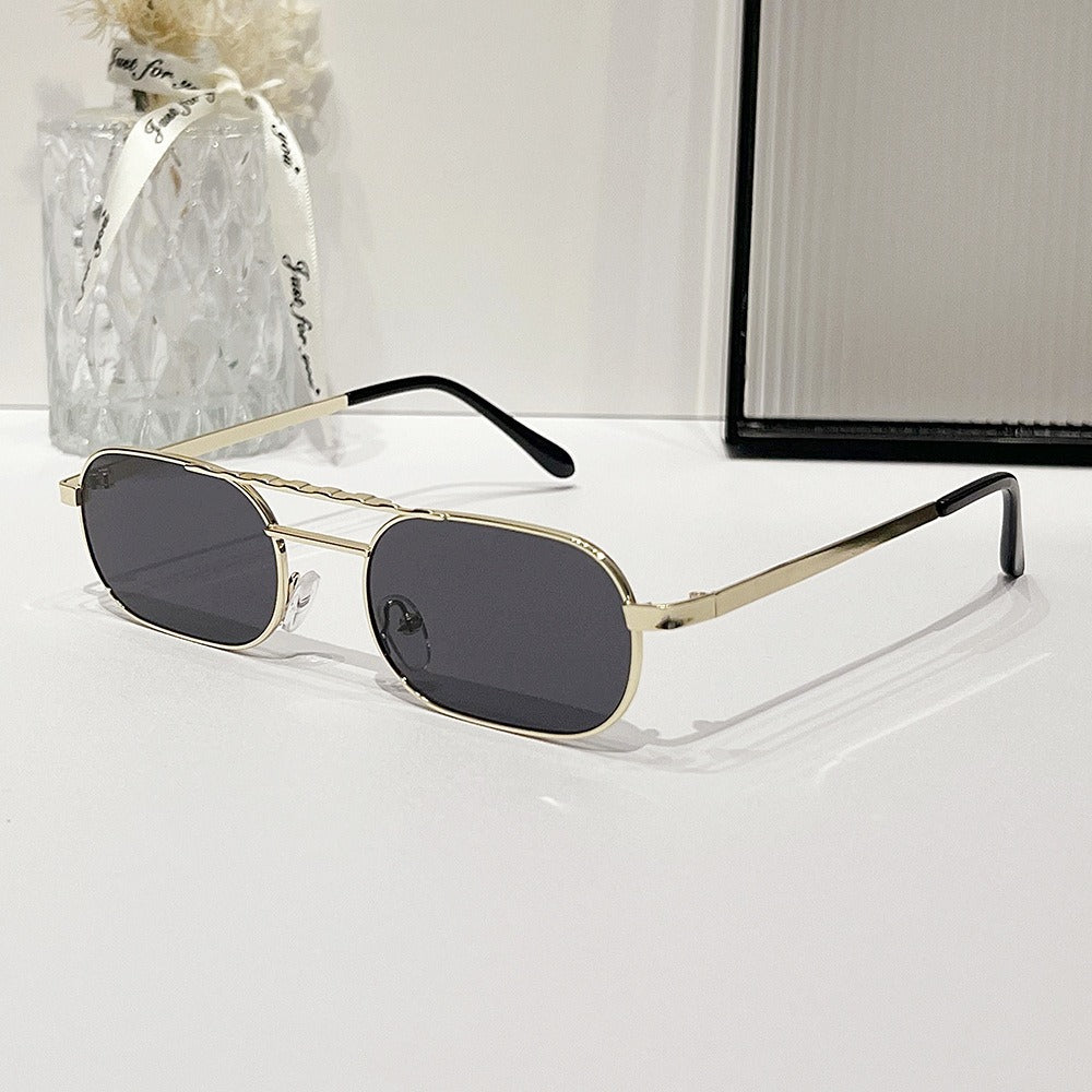 Fashionable and personalized square narrow frame fashionable sunglasses for men and women