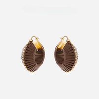 Earrings Round Drum Earrings Cowhide Rope Stereoscopic Earrings 925 Silver Needle Female