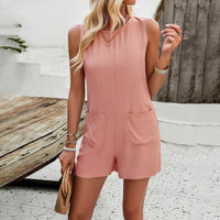 European and American women's clothing, spring and summer temperament, casual, solid color, and short jumpsuit