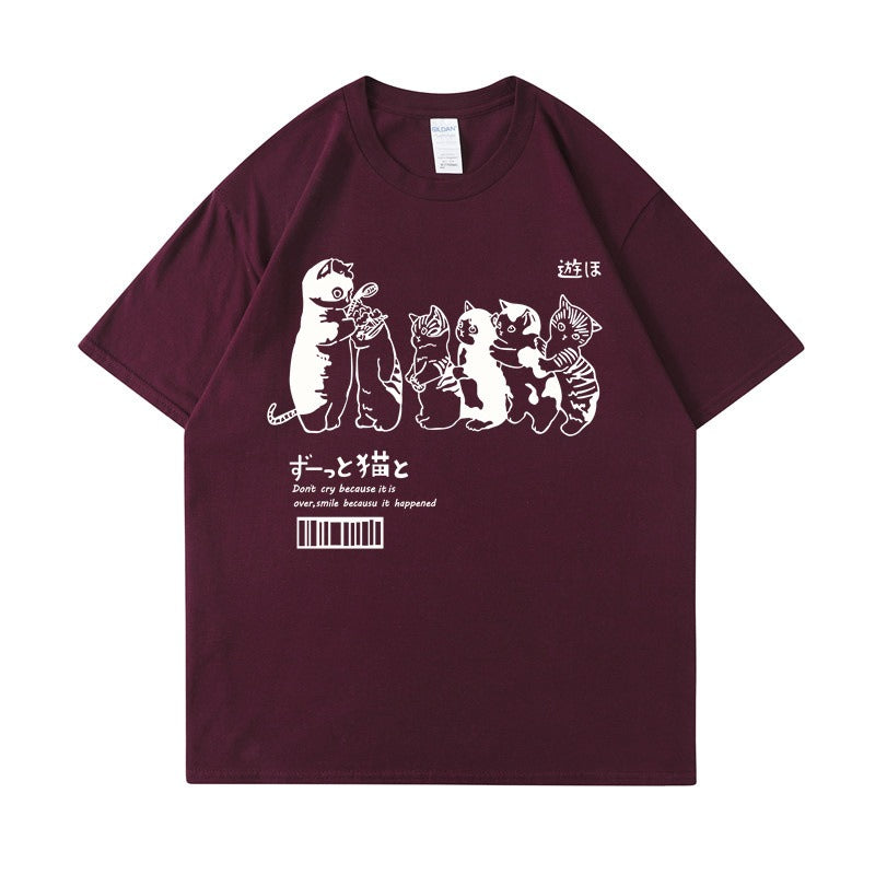 تي شيرت مرح كات مواء فضفاض