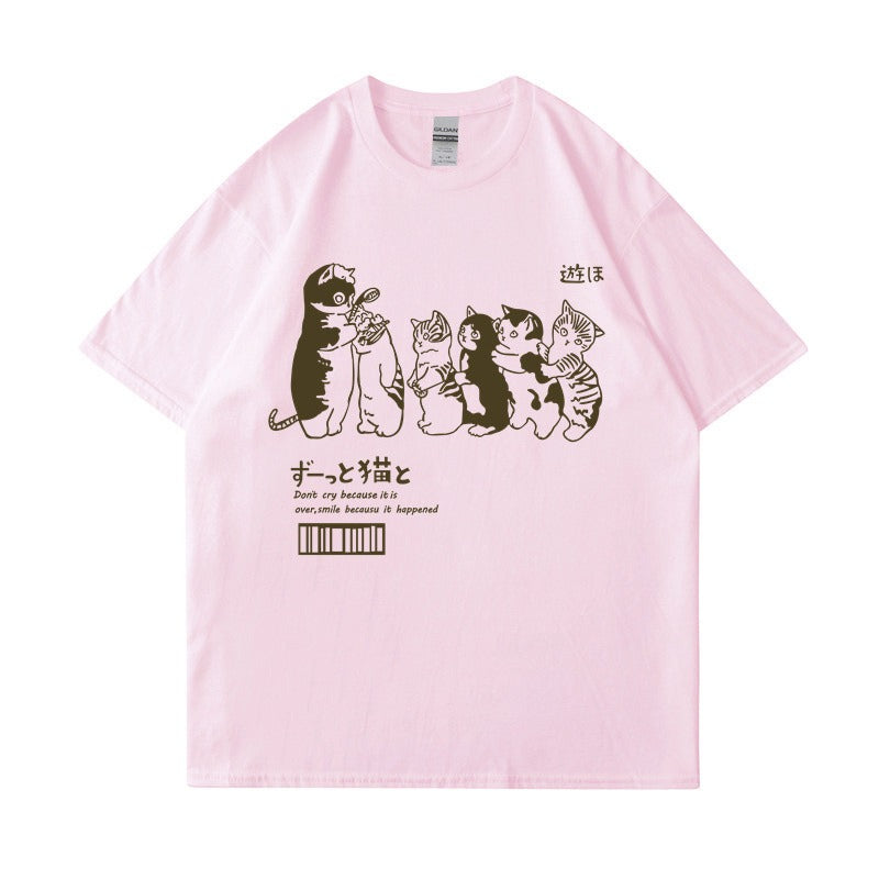 تي شيرت مرح كات مواء فضفاض