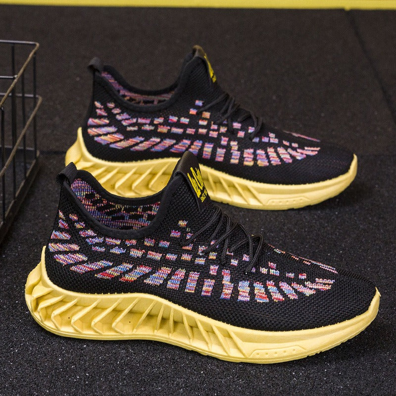 Men's Flying Weave Breathable Casual Shoes Korean Edition Trendy Running Shoes Fashion Student Shoes Sports Shoes