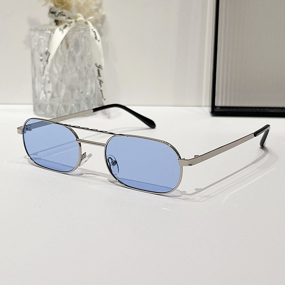 Fashionable and personalized square narrow frame fashionable sunglasses for men and women