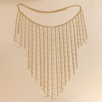 Fashionable electroplated metal aluminum chain geometric set clothing with simple tassel imitation pearl waist chain