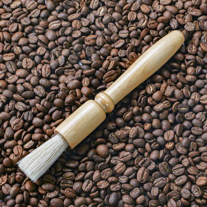 Coffee powder cleaning brush pig hair solid wood residue round head brush coffee machine bean grinder cleaning brush