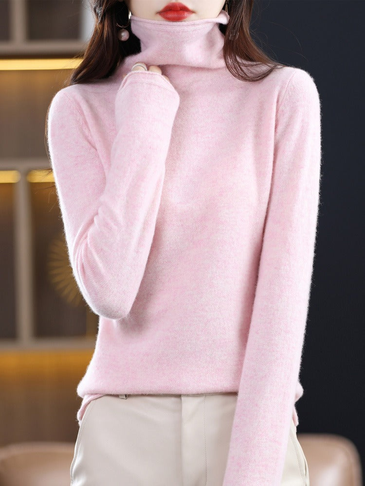 Woolen sweater, women's warm base sweater, fashionable long sleeved loose sweater, lapel top