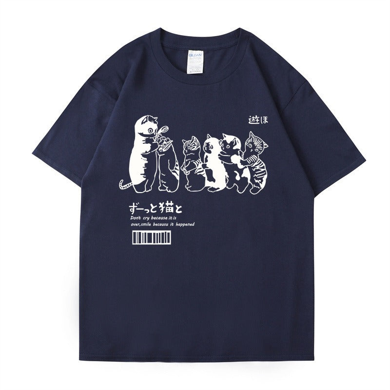 تي شيرت مرح كات مواء فضفاض