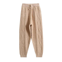 Knitted women's pants New Harun pants Elastic waist casual Fried Dough Twists small leg radish pants for women