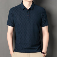 Business casual summer fashion seamless flip collar ice silk top Father's Day