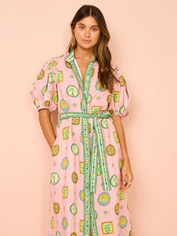 Personalized graffiti lantern sleeve cardigan casual printed shirt for women