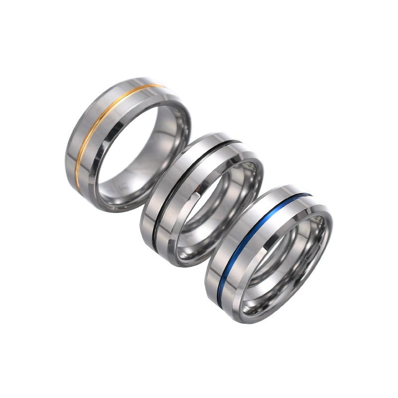 Men's domineering ring, concave and messy personality, blue student tail ring