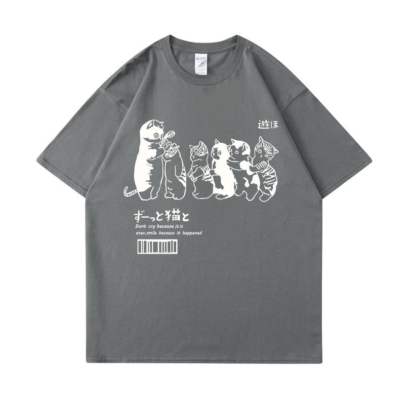 تي شيرت مرح كات مواء فضفاض