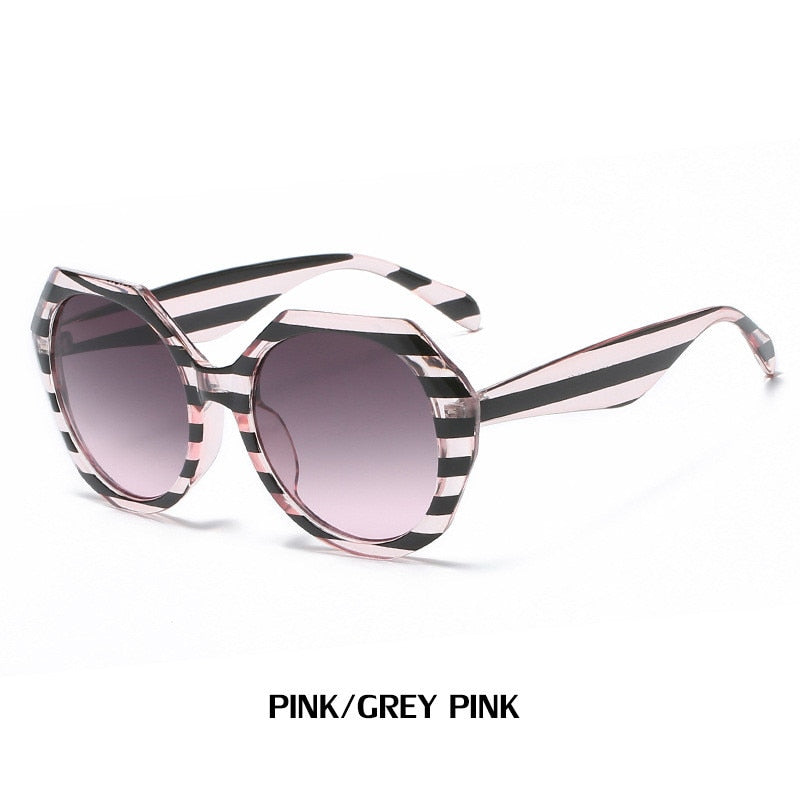 New Fashion Irregular Frame Sunglasses Ladies Ins Trendy Striped Large Frame Sunglasses