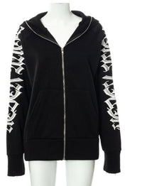 Solid color letter printed Kepeng hooded long sleeved sweatshirt