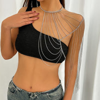 Sexy geometric U-shaped tassel single shoulder body chain, trendy hanging neck chain