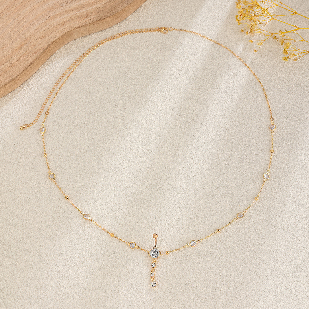 Trendy round bead alloy tassel pendant waist chain BodyChain simple temperament waist accessory for women