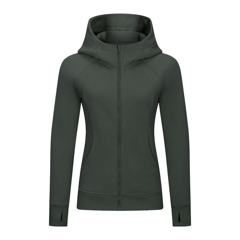 Autumn And Winter New Thickened Thermal Hooded Sports Jacket For Women Casual Wear Yoga Training Fitness Jacket