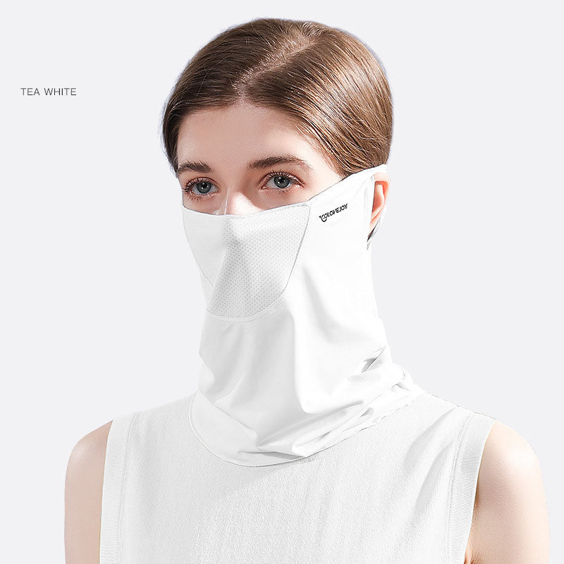Ice Silk Sunscreen Mask Sunshade Female Summer Anti-Ultraviolet Quick-Drying Neck Cover Cold Face Protection Neck Hanging Ear Headband