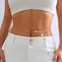 Tassel Butterfly Pendant Double layer Waist Chain for Women's Sexy Street Photography Single circle Metal Body Chain
