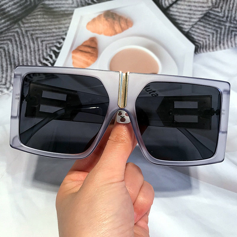 New Large-Frame Sunglasses Net Red With The Same Ins Square Glasses Personality Diamond-Studded Sunglasses Women