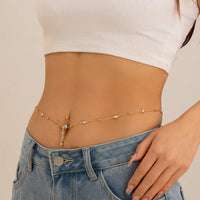 Trendy round bead alloy tassel pendant waist chain BodyChain simple temperament waist accessory for women