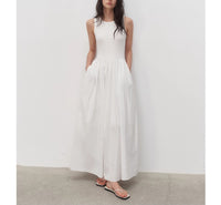 Slim fit sleeveless vest dress, knitted patchwork long skirt for women