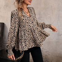 Spring and Autumn European and American Fashion Women's Long sleeved Leopard print Shirt Women's Style