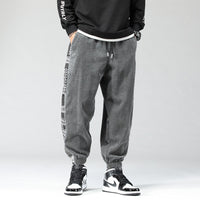 Chinese style China-Chic corduroy trousers for men's casual trousers with waist and fruit flower stitching Japanese men's trouse