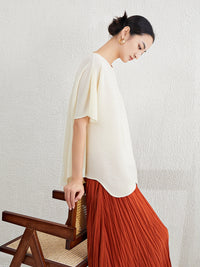 Wrinkle T-shirt Loose Irregular Fashion Top for Women