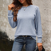 Spring and Autumn New Fashion European and American Women's Long Sleeve Bubble Sleeve Top for Women