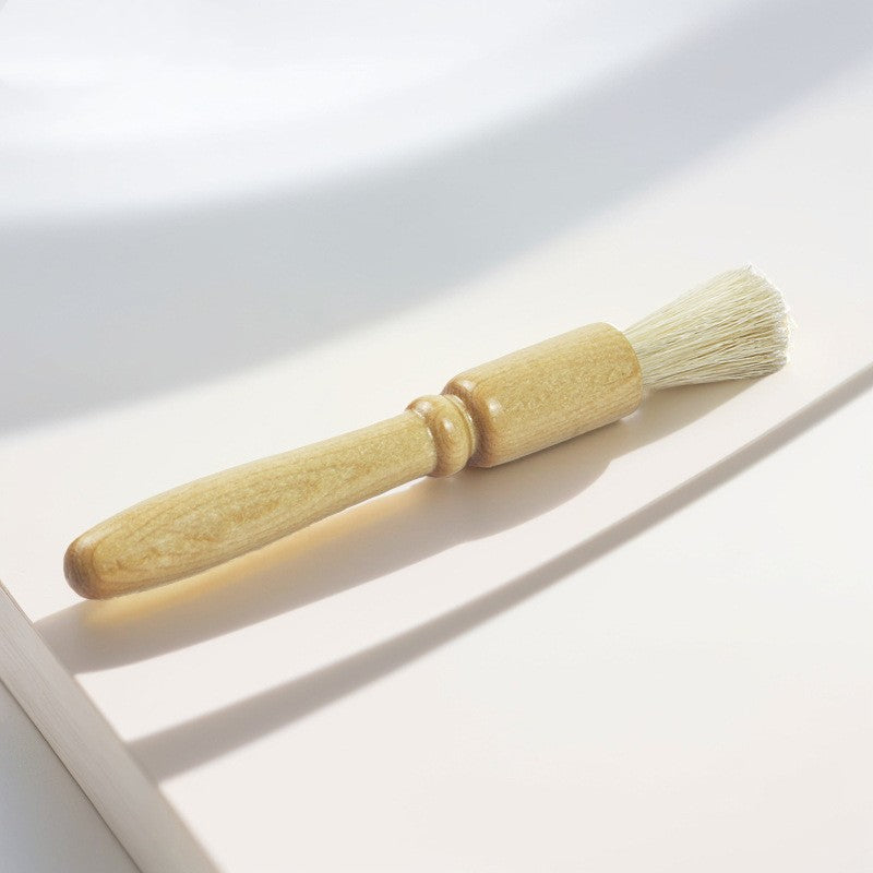 Coffee powder cleaning brush pig hair solid wood residue round head brush coffee machine bean grinder cleaning brush