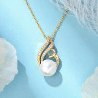 Little Swan White Freshwater Pearl Necklace Women's Fashion and Elegance Gold Wrapped Pendant