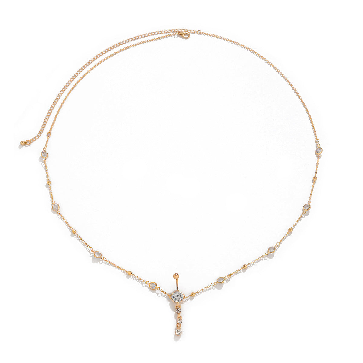 Trendy round bead alloy tassel pendant waist chain BodyChain simple temperament waist accessory for women