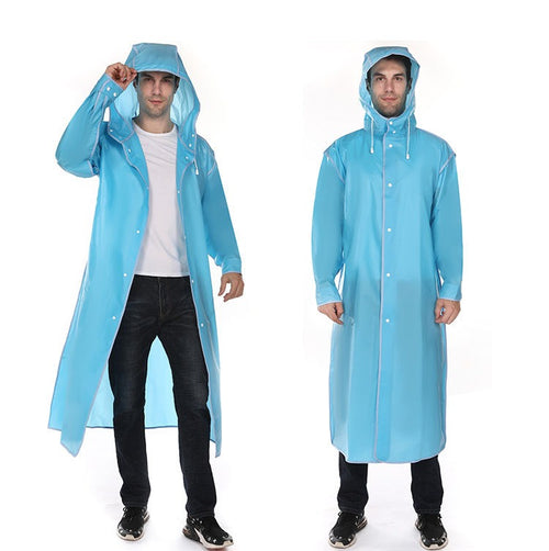 EVA adult hemmed raincoat one-piece transparent thickened black and white raincoat rain gear