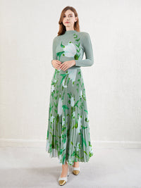 طقم مكون من قطعتين بنصف تنورة، طقم تنورة نسائية مطبوعة بأكمام طويلة