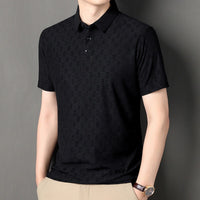 Business casual summer fashion seamless flip collar ice silk top Father's Day